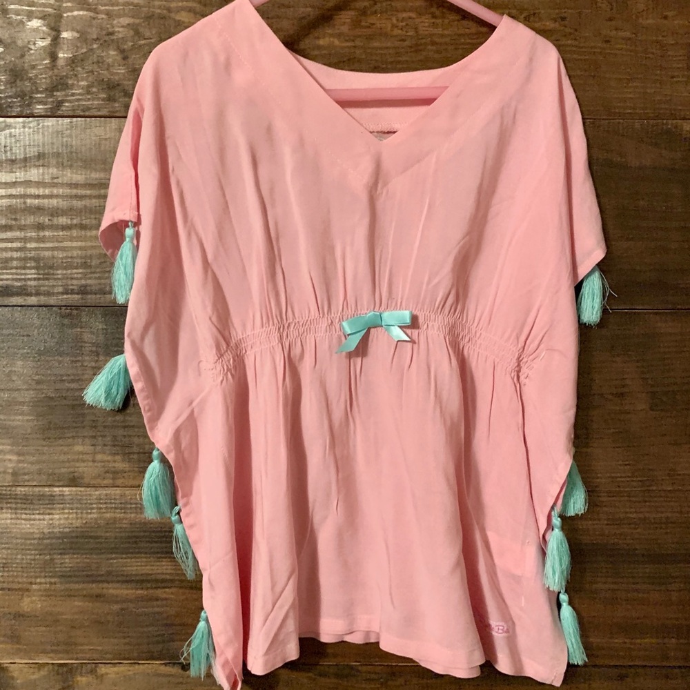 Ruffle Butts Pink Tassel Kaftan Cover-Up